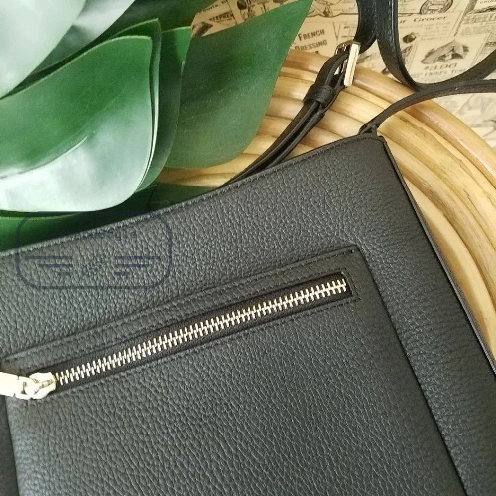 NWT New York Leila Leather Top Zip Crossbody color: black - Picture 6 of 15